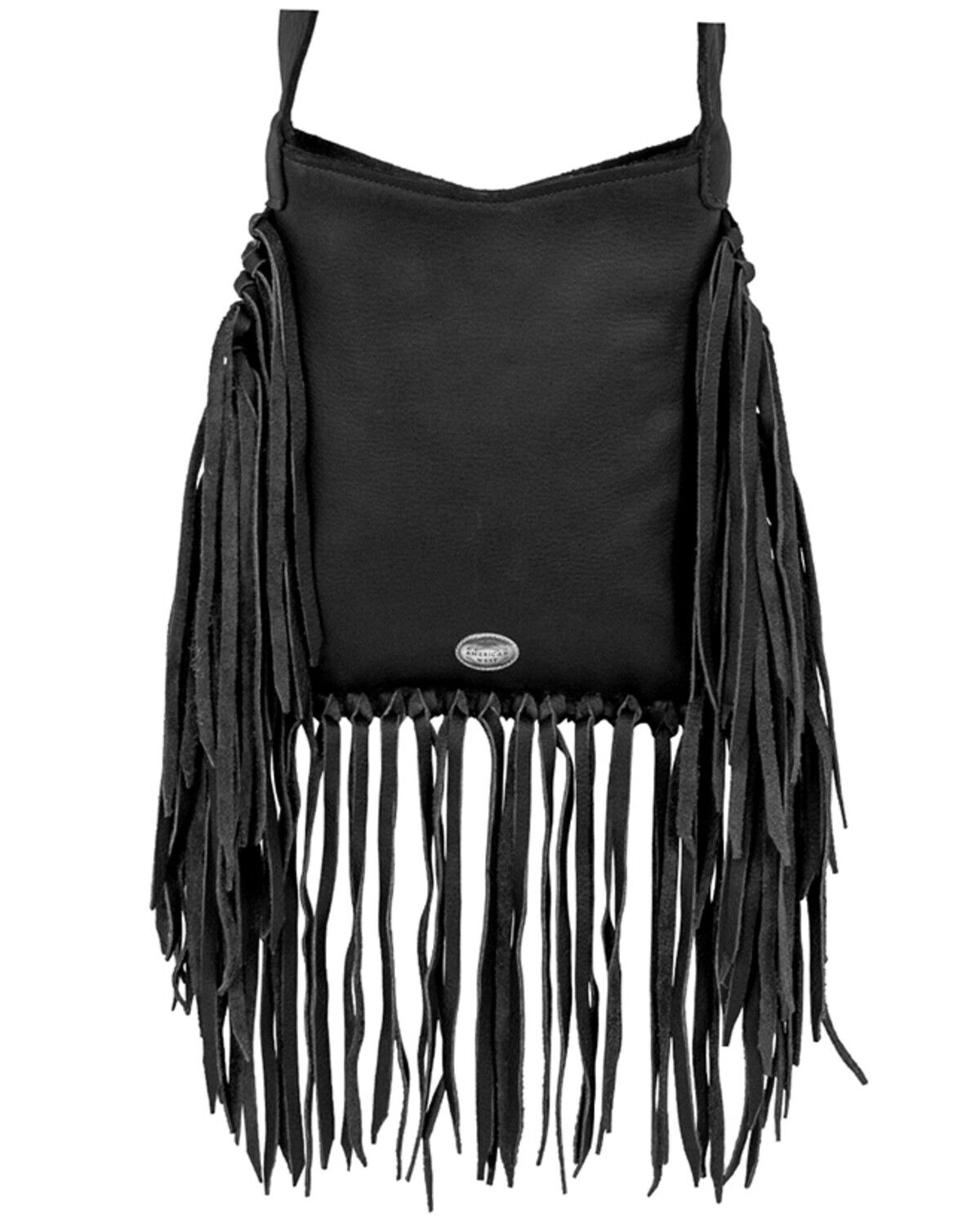 Image #2 - American West Women's Fringe Saddle Crossbody, Black, hi-res