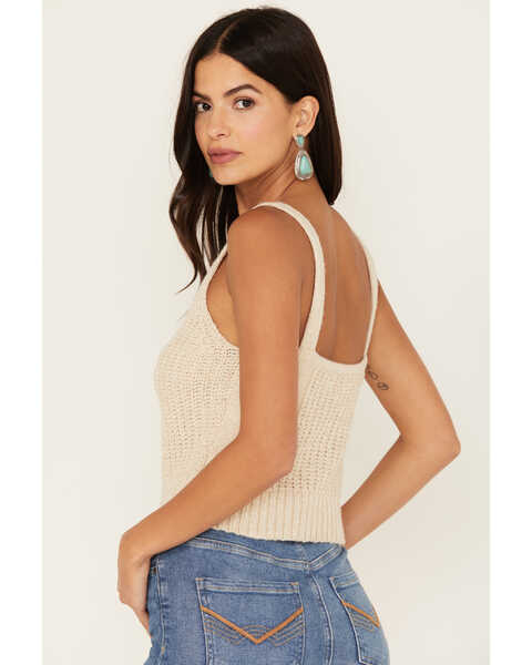 Image #4 - Cleo + Wolf Women's Cropped Cable Knit Sweater Cami Top, Ivory, hi-res