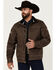 Image #1 - Cowboy Hardware Men's Triple Barb Logo Softshell Jacket, Chocolate, hi-res