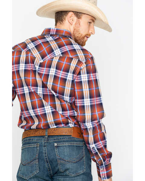 Image #2 - Wrangler Retro Men's Rust Plaid Long Sleeve Western Shirt , Rust Copper, hi-res