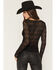 Image #4 - Miss Me Women's Lace Long Sleeve Shirt, Black, hi-res