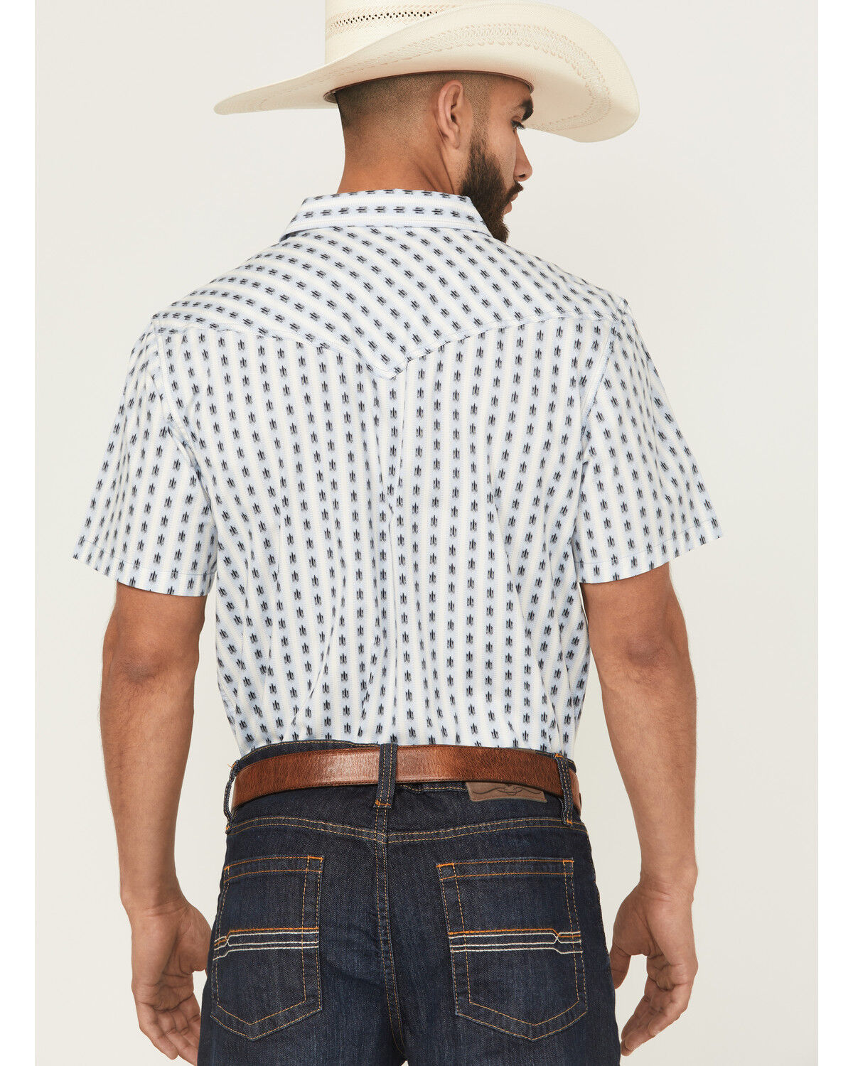 Image #4 - Cody James Men's Outlaw Pass Southwestern Striped Short Sleeve Snap Western Shirt, White, hi-res
