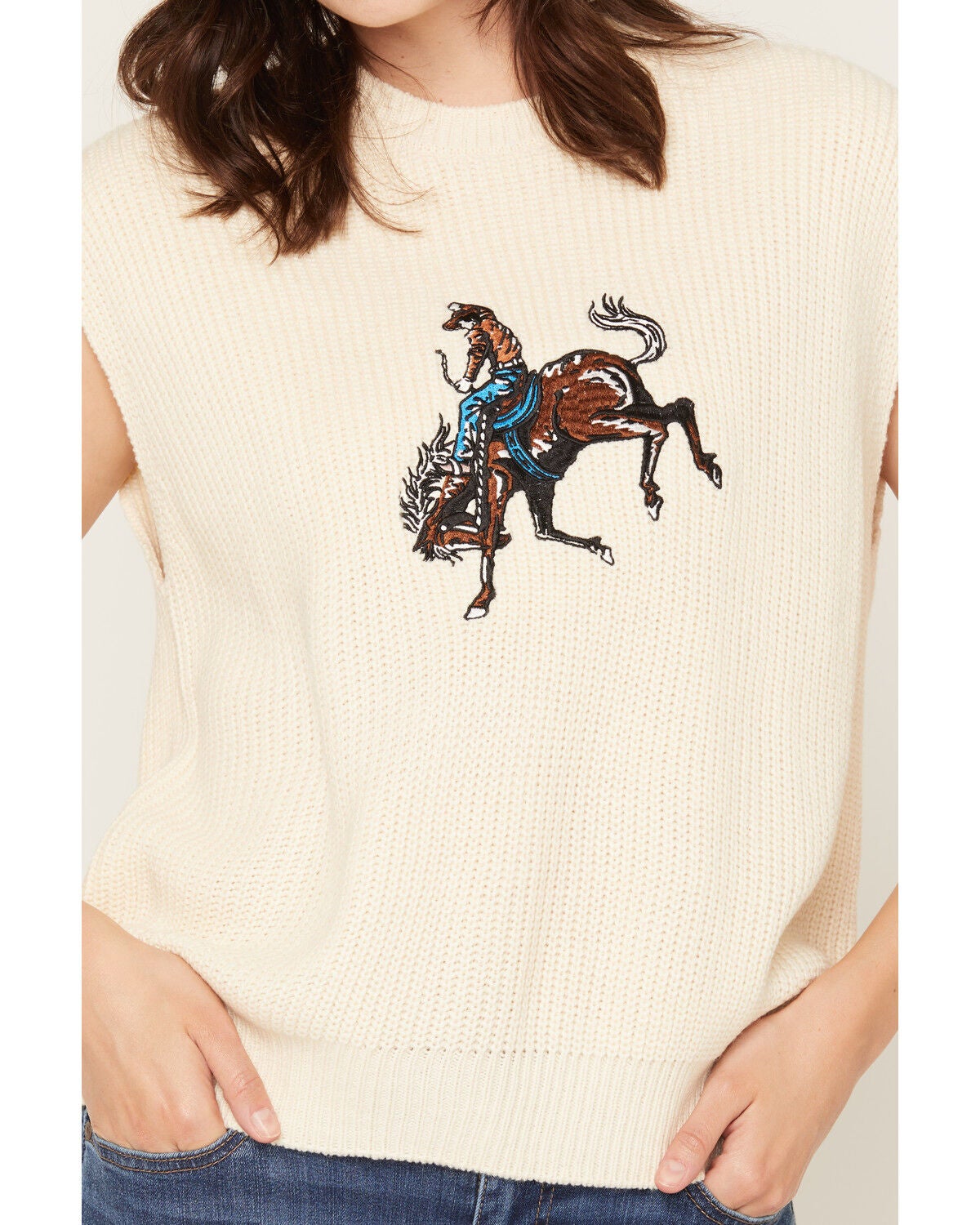 Image #3 - Rock & Roll Denim Women's Cowboy Sweater Vest, Natural, hi-res