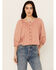 Image #1 - Cleo + Wolf Women's Brie Crochet Trim Long Sleeve Shirt, Peach, hi-res