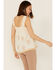 Miss Me Women's Southwestern Embroidered Ruffle Tank Top, Cream, hi-res
