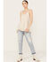 Image #1 - Angie Women's Ruffle Hem Tank Top, Ivory, hi-res