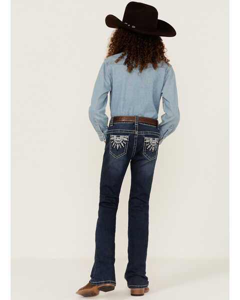 Image #3 - Shyanne Little Girls' Southwestern Dreamcatcher Pocket Bootcut Jeans , Blue, hi-res