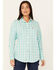 Image #1 - Ariat Women's FR Catalina Plaid Print Long Sleeve Button-Down Work Shirt, Turquoise, hi-res