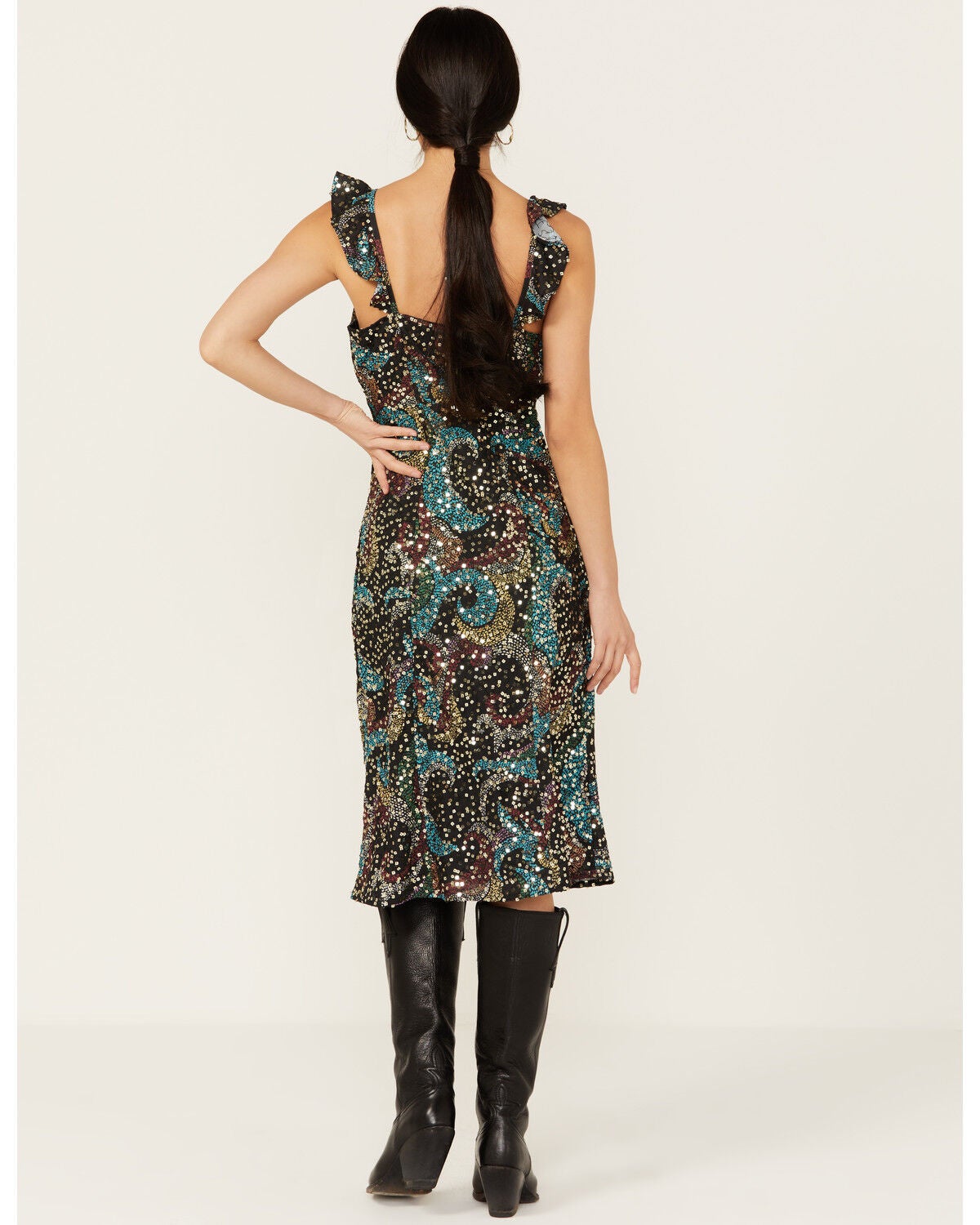Image #4 - Rock & Roll Denim Women's Sequins Print Slip Mini Dress, Multi, hi-res