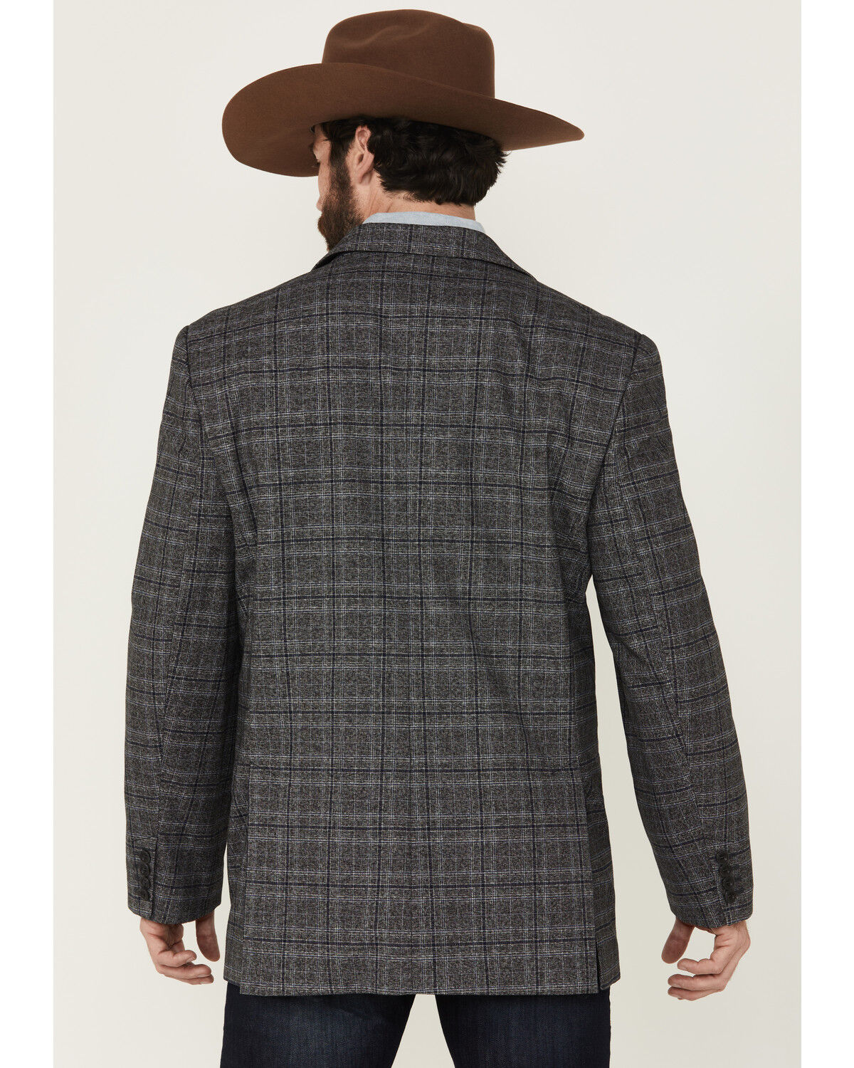 Image #4 - Rock & Roll Denim Men's Plaid Print Button-Down Sport Coat, Charcoal, hi-res