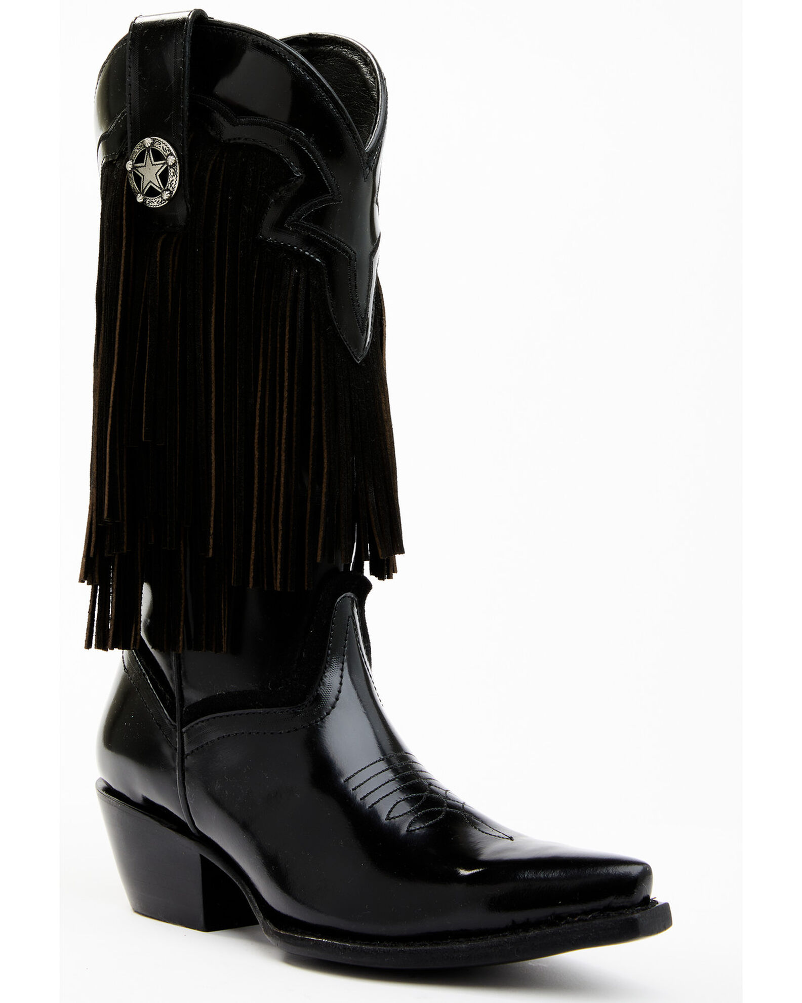 Shiny black cowboy boots sale