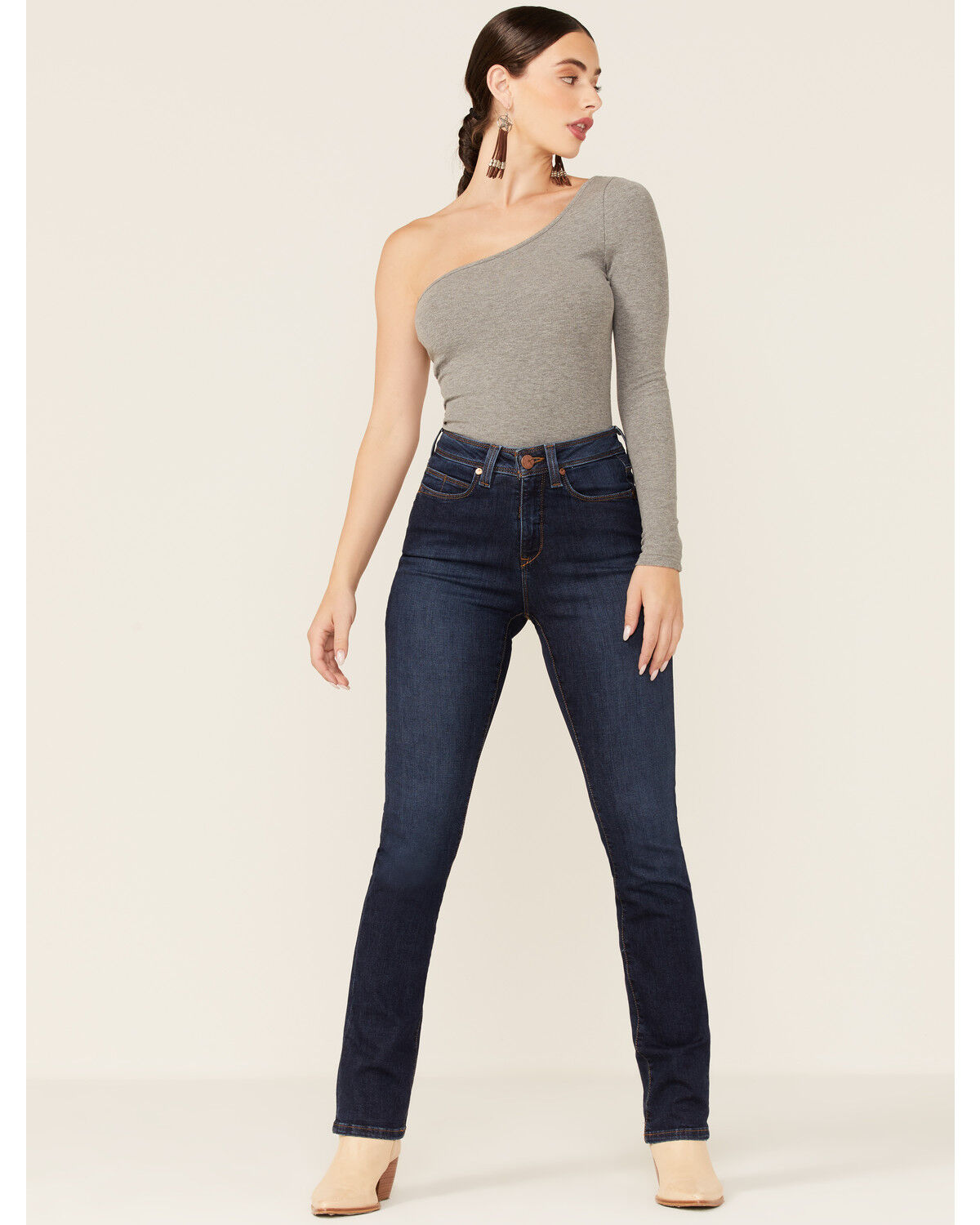 Image #1 - Lola Jeans Women's Medium Wash High Rise Straight Jeans, Blue, hi-res