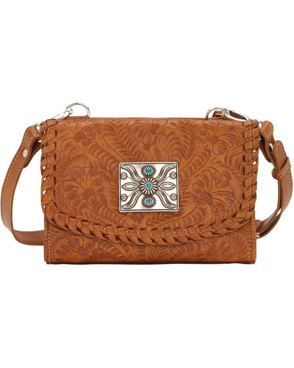 American West Women's Two Step Small Crossbody Bag, Tan, hi-res