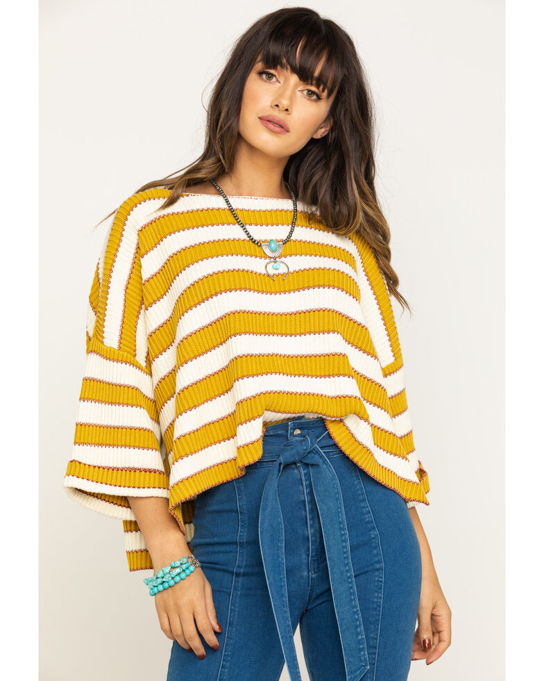 By Together Women's Striped Sweater , Gold, hi-res