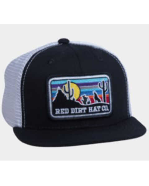Red Dirt Hat Boys' Coyote Desert Scene Patch Mesh Back Ball Cap, Black, hi-res