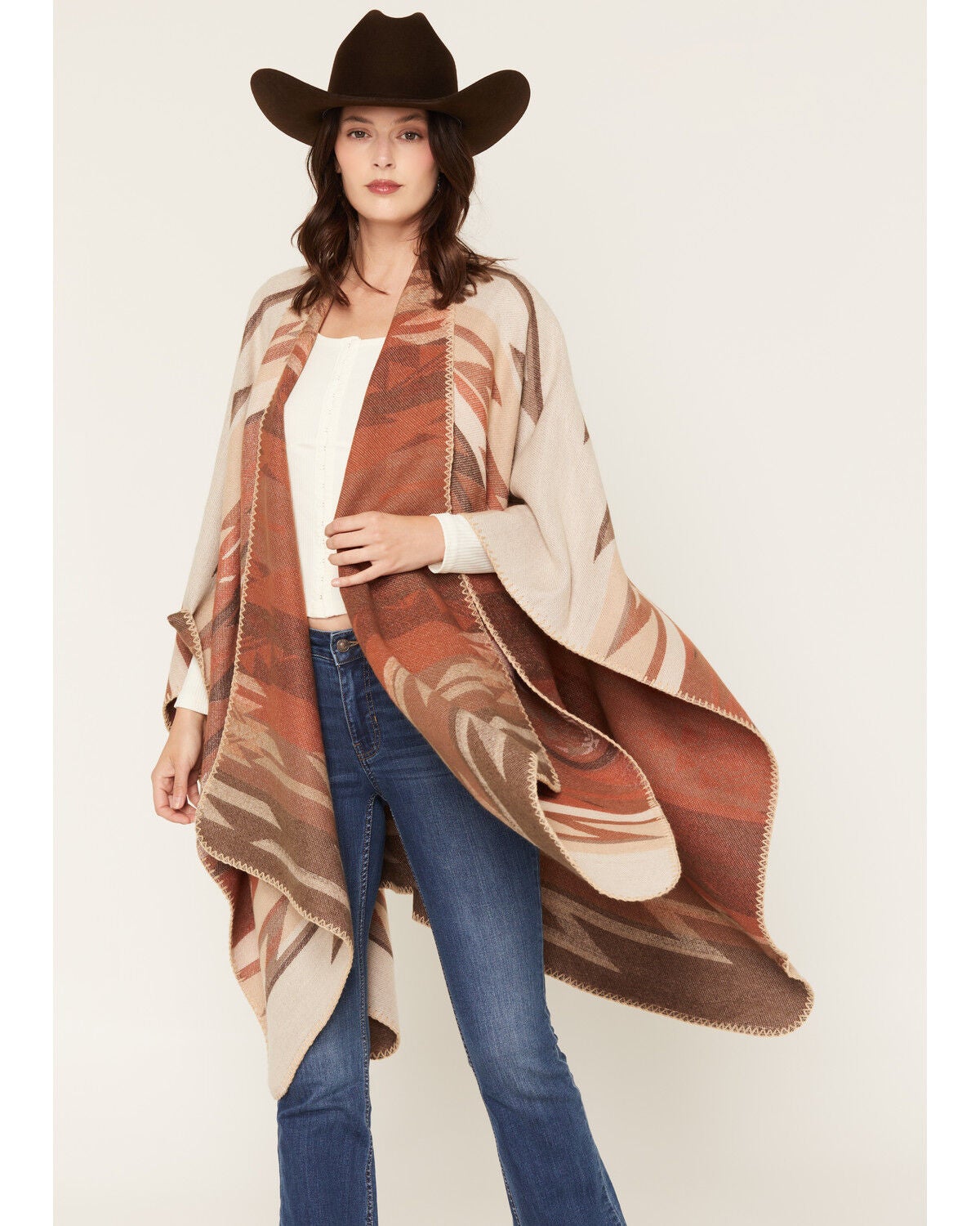 Image #1 - Shyanne Women's Westland Southwestern Print Shawl, Natural, hi-res