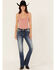 Image #3 - Miss Me Women's Dark Wash Mid Rise Cross Pocket Bootcut Stretch Denim Jeans, Dark Wash, hi-res