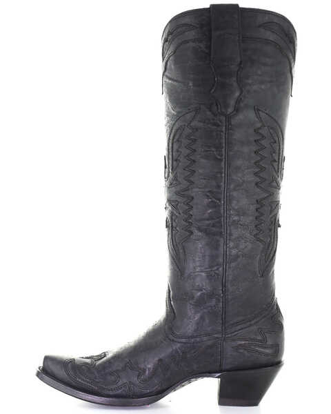 Corral Women's Vintage Black Eagle Overlay Western Boots - Snip Toe, Black, hi-res