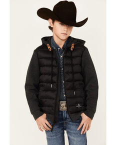 STS Ranchwear Boys' Black Witten Quilted Hooded Jacket , Black, hi-res