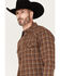 Image #2 - Cody James Men's Rusty Nail Plaid Print Long Sleeve Snap Western Flannel Shirt, Rust Copper, hi-res