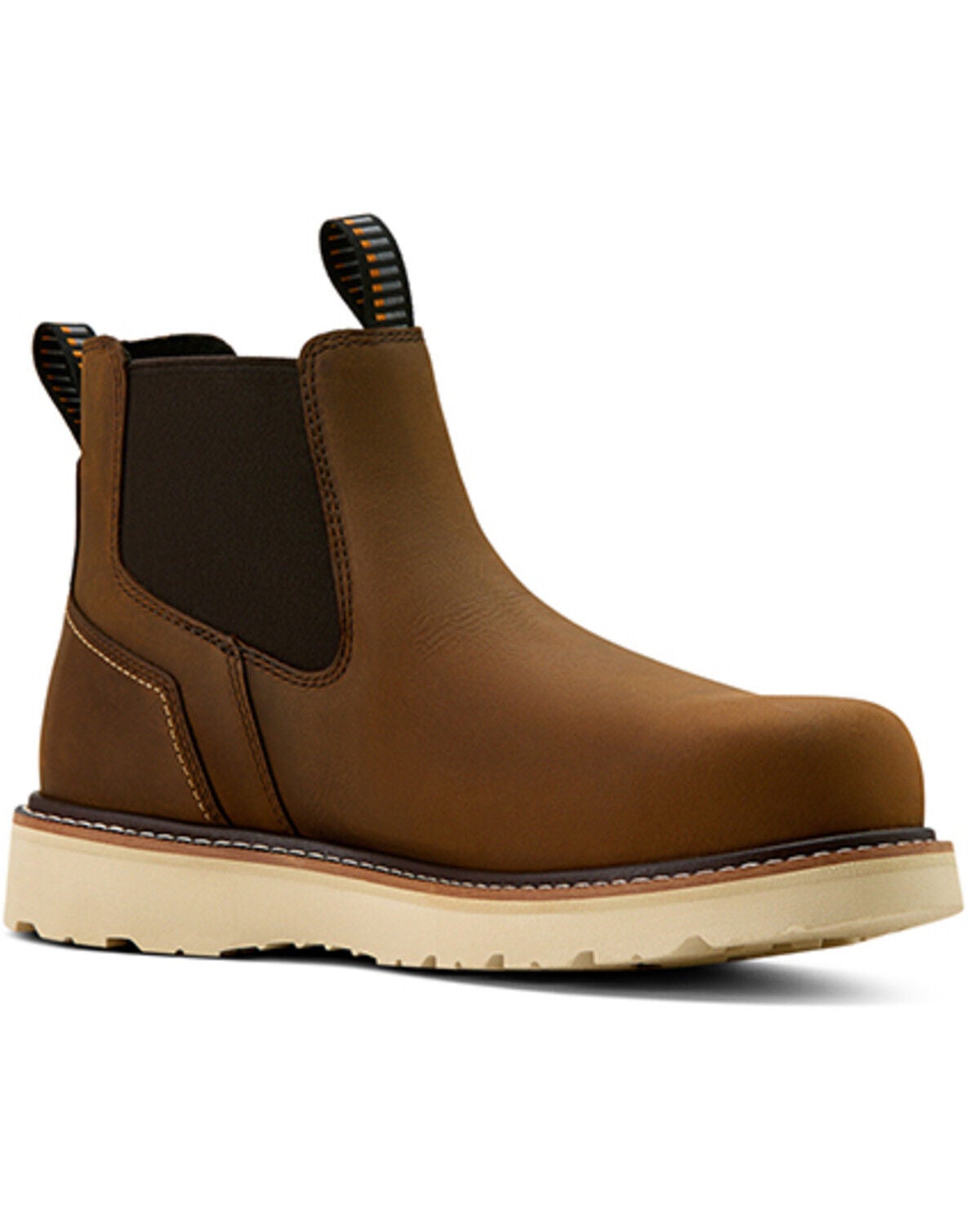 Ariat Men's Rebar Wedge Chelsea Waterproof Work Boots - Composite Toe, Brown, hi-res