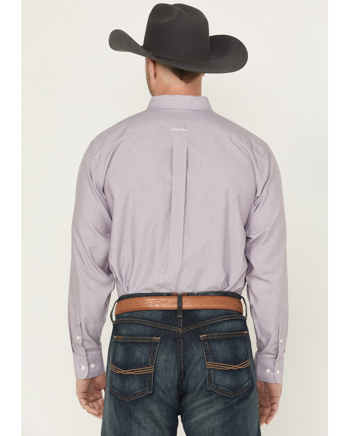 Image #4 - Ariat Men's Solid Long Sleeve Button-Down Western Shirt, Light Purple, hi-res