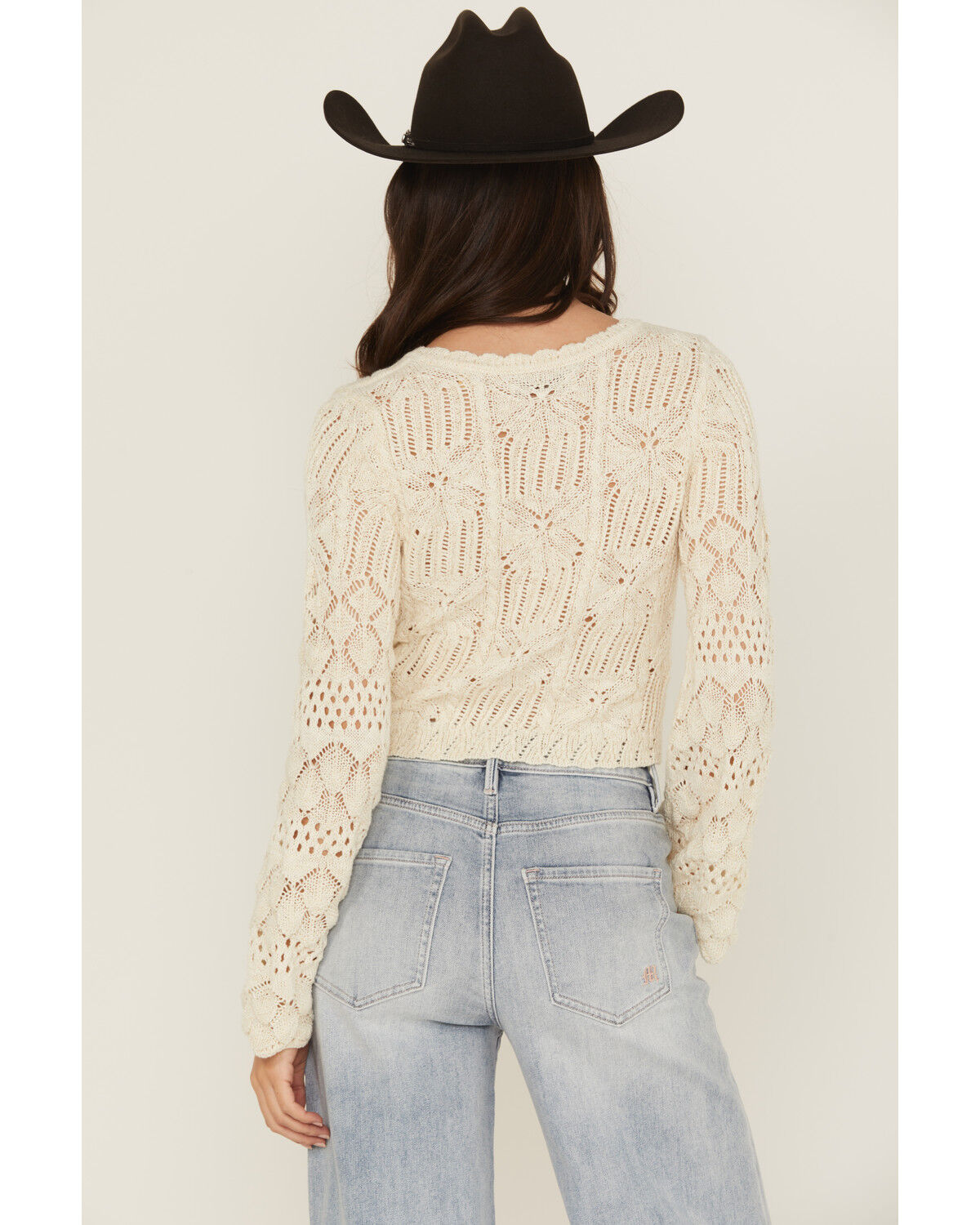 Image #4 - Shyanne Women's Ruched Front Bell Sleeve Sweater, Ivory, hi-res
