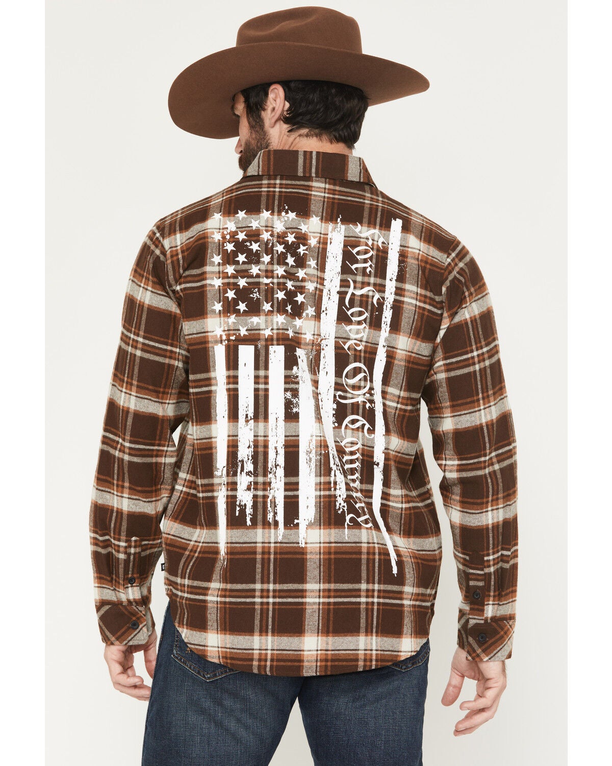 Howitzer Men's Boot Barn Exclusive For Love & Country Plaid Print Long Sleeve Button-Down Flannel Shirt, Brown, hi-res