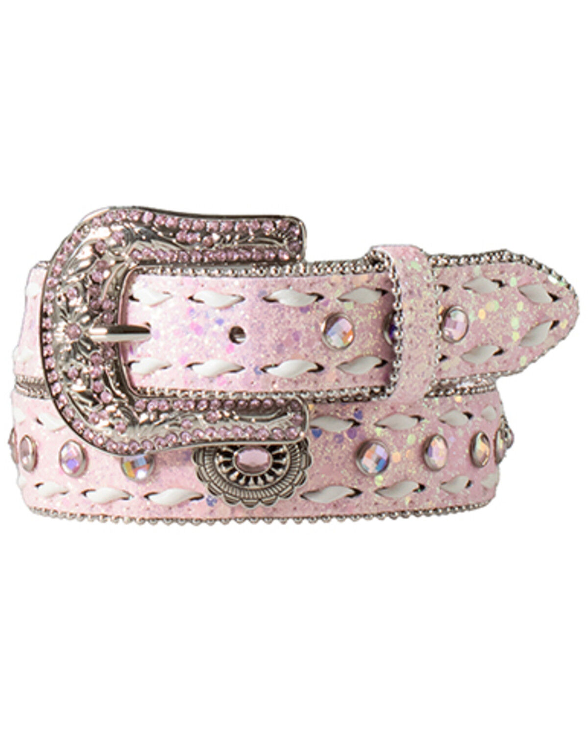 Image #1 - M & F Western Girls' Rhinestone Belt, Pink, hi-res