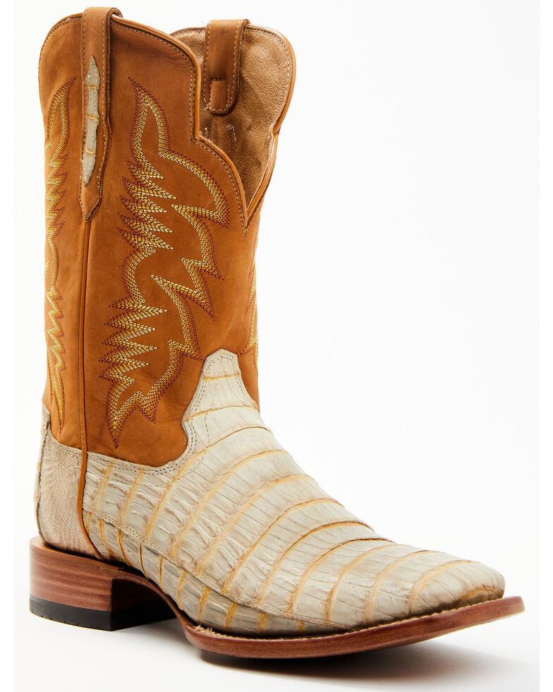 Cody James Men's Caiman Tail Tan Exotic Western Boots - Broad Square Toe , Tan, hi-res