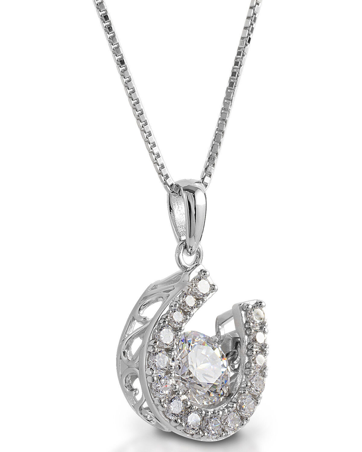 Image #1 - Kelly Herd Women's Dancing Stone Horseshoe Dangle Pendant Necklace, Silver, hi-res