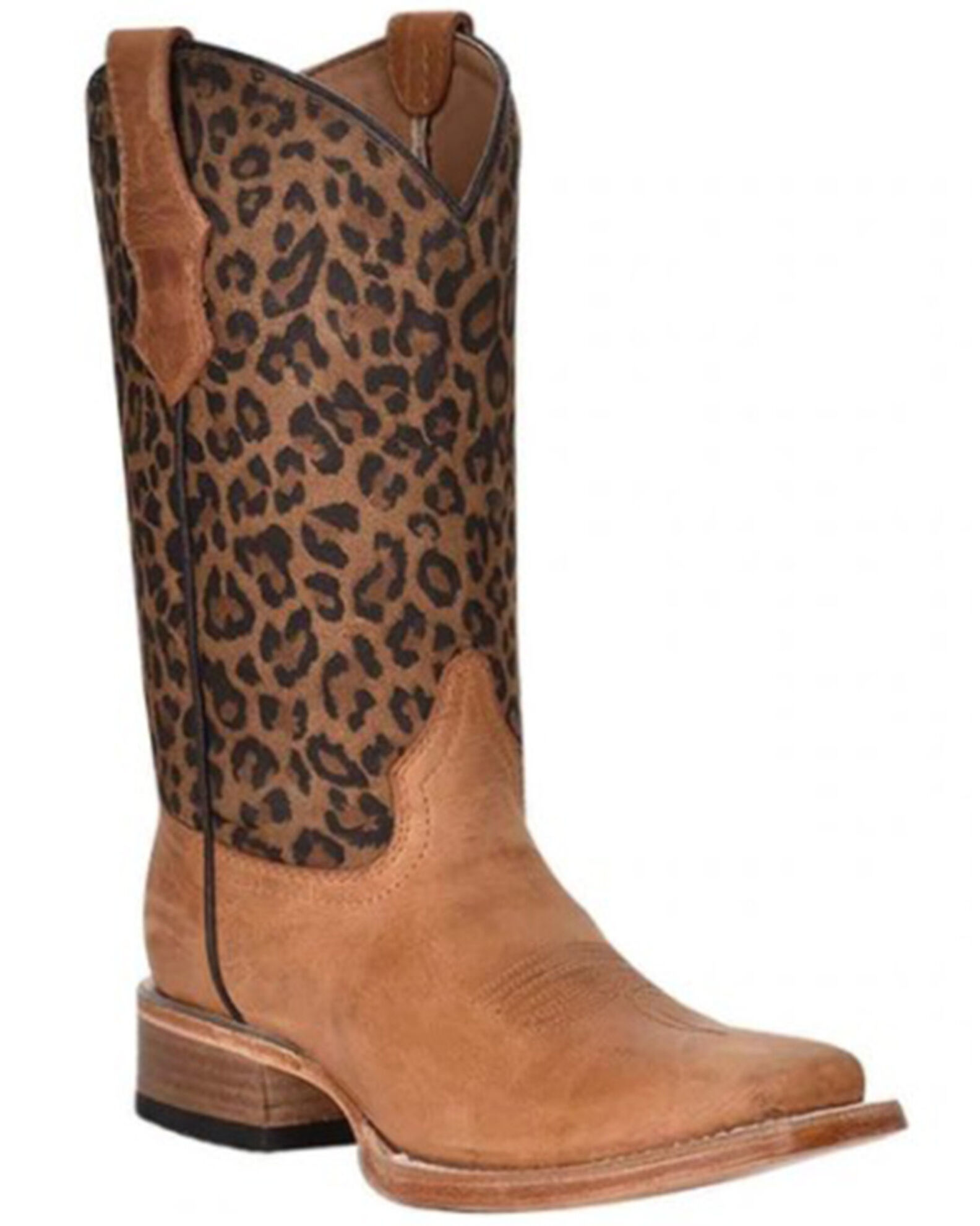 Circle G Girls Leopard Print Western Boots Square Toe Country