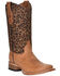 Image #1 - Circle G Girls' Leopard Print Western Boots - Square Toe, Honey, hi-res