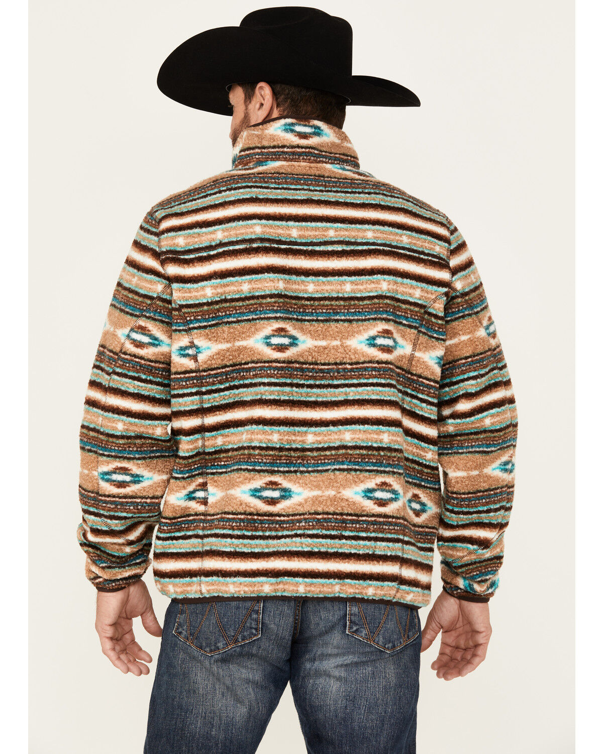 Image #3 - Rock & Roll Denim Men's Southwestern Striped Berber 1/4 Zip Pullover, Multi, hi-res