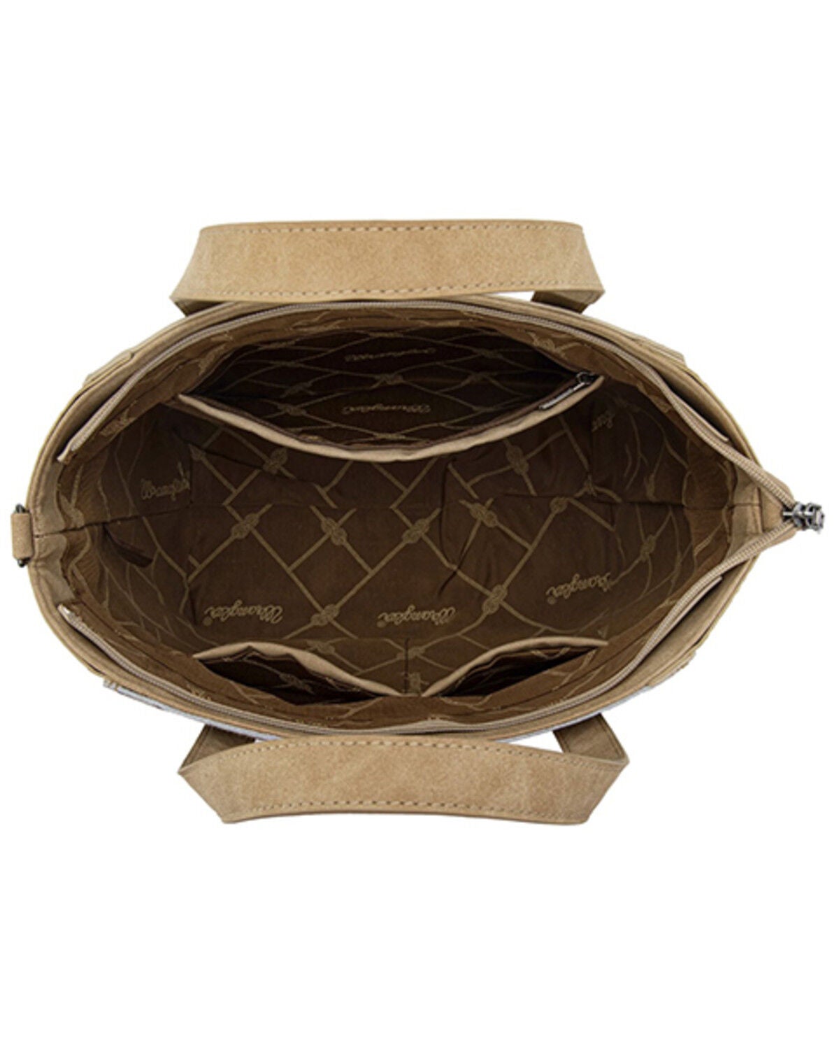 Image #3 - Wrangler Women's Cowhide Embossed Crossbody Tote Bag, Tan, hi-res