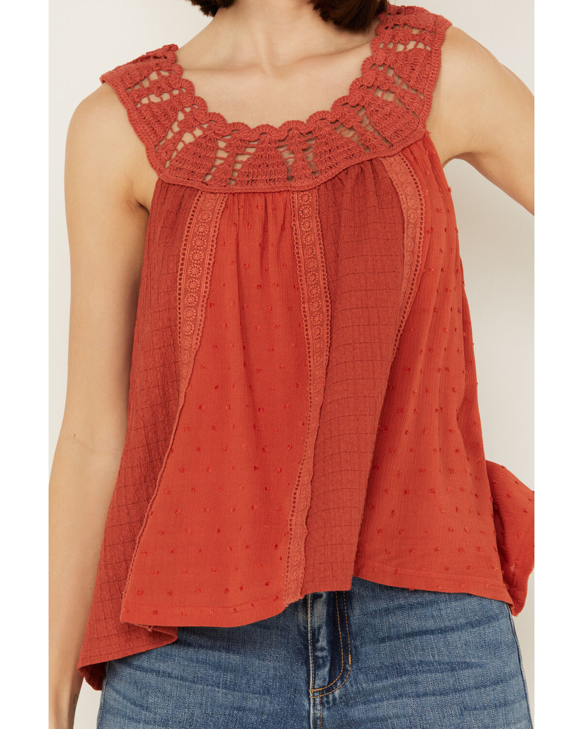 Image #3 - Miss Me Women's Crochet Neck Sleeveless Peasant Top, , hi-res