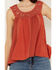 Image #3 - Miss Me Women's Crochet Neck Sleeveless Peasant Top, Rust Copper, hi-res