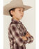Image #2 - Ely Walker Boys' Plaid Print Long Sleeve Pearl Snap Western Shirt, Burgundy, hi-res