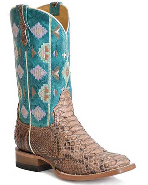 Image #1 - Roper Women's Oakley Python Backcut Southwestern Exotic Western Fashion Boots - Snip Toe , Brown, hi-res