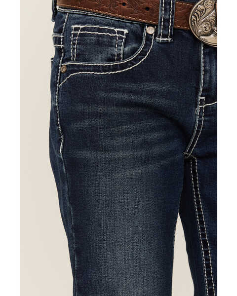 Shyanne Girls' Medium Wash Southwestern Dreamcatcher Pocket Bootcut Jeans - Big , Blue, hi-res