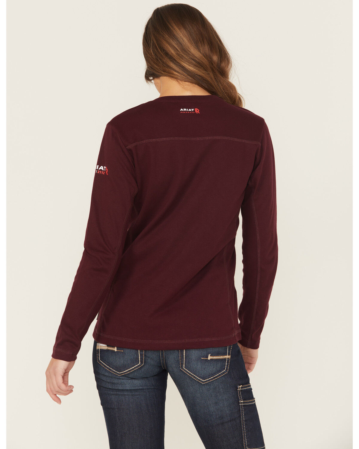 Image #4 - Ariat Women's Malbec FR AC Long Sleeves T-Shirt, Red, hi-res