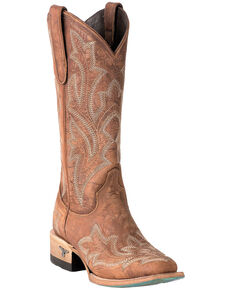 Lane Women's Saratoga Brown Fancy Stitch Cowgirl Boots - Square Toe, Brown, hi-res