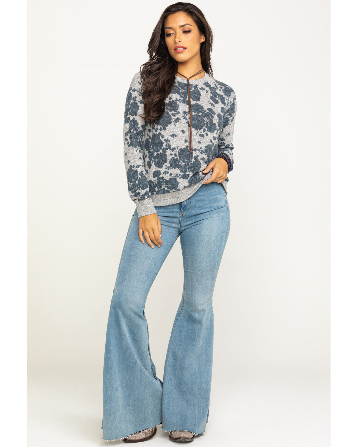 grey floral sweater