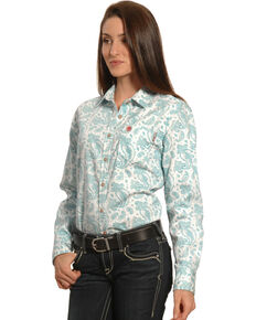 Ariat Women's Flame-Resistant Crane Work Shirt, Blue, hi-res