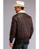 Stetson Men's Dark Brown Novelty Solid Leather Canvas Sleeve Jacket , Brown, hi-res