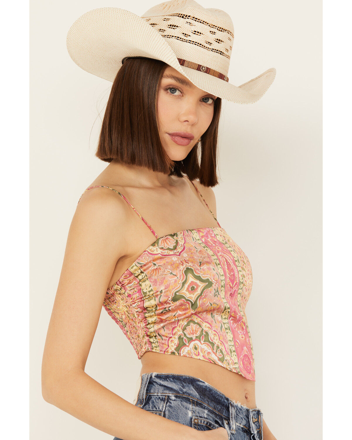 Image #2 - By Together Women's Floral Print Sleeveless Bandana Top, Coral, hi-res