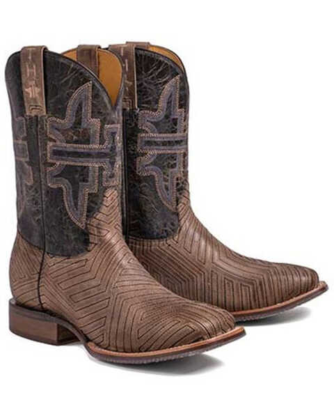 Tin Haul Men's Rowdy Western Boots - Broad Square Toe, Brown, hi-res