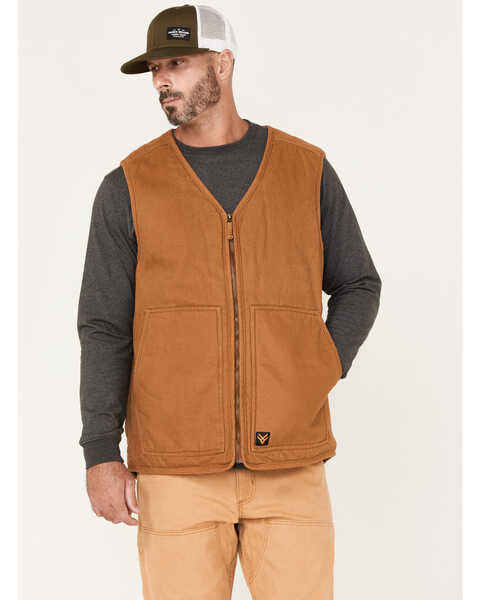 Hawx Men's Weathered Canvas Sherpa Lined Vest, Rust Copper, hi-res