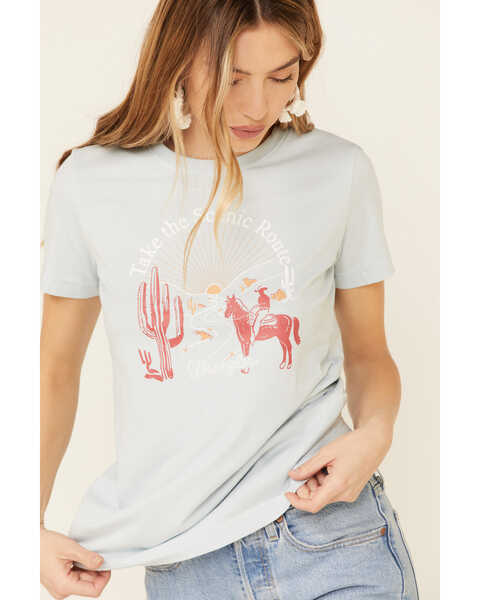 Image #4 - Wrangler Women's Take The Scenic Route Graphic Tee , Blue, hi-res