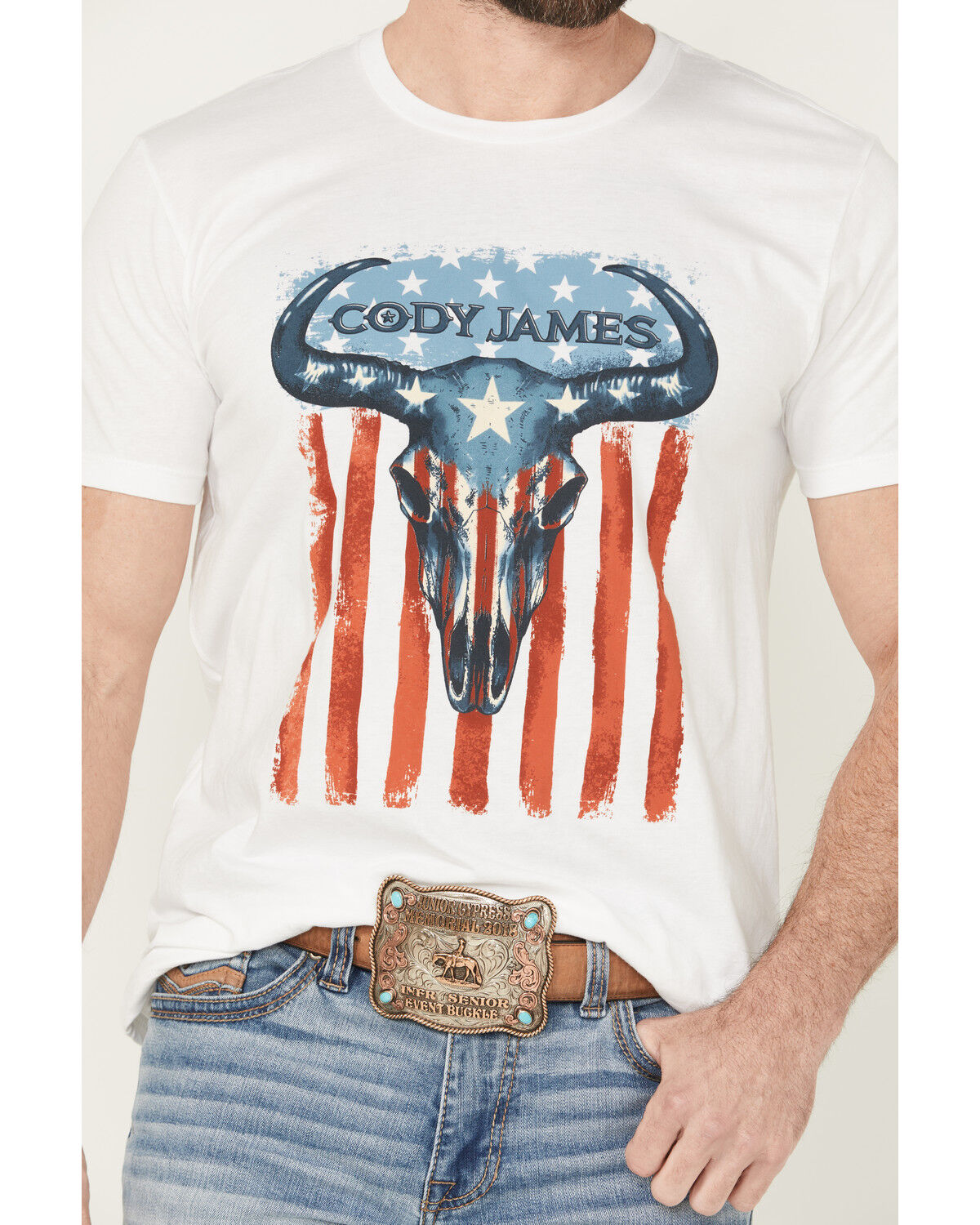 Image #3 - Cody James Men's Heritage Steer Skull Short Sleeve Graphic T-Shirt, White, hi-res